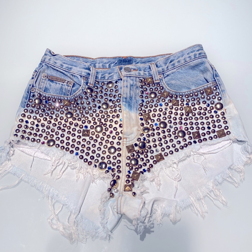 Coal & Terry Vintage Gold Studded Calvin Klein Jean Shorts!